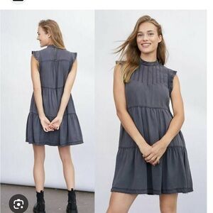 Anthropologie Jenee Tiered Tunic Dress Size M Grey